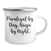 Paralegal Ninja Gifts from Friends and Family - Funny Camping Mug for Men - 'Paralegal By Day. Ninja By Night.' - Image 2